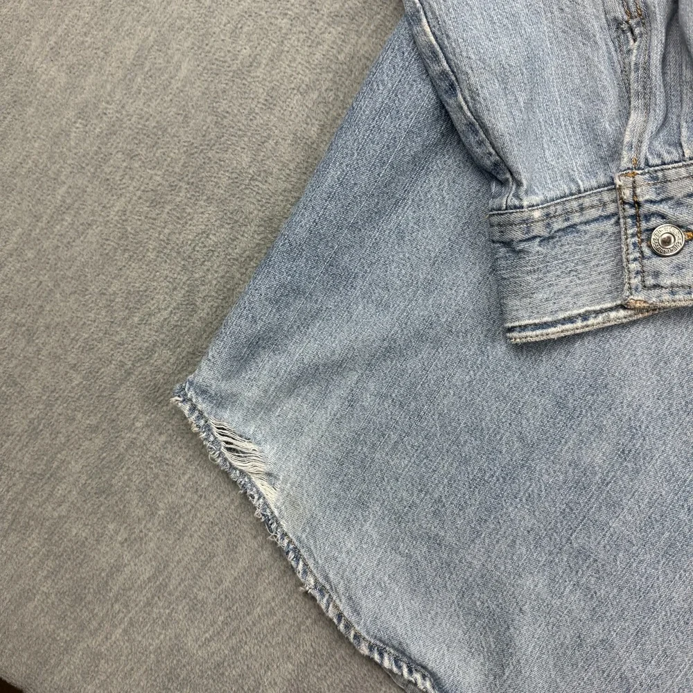 Vintage Levis Shirt Men 2XL XXL Blue Denim Metal Button Up Cotton  Western Rodeo
